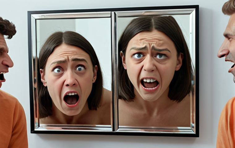 **Mirror Game:** People playfully mimicking each other's facial expressions and gestures to understand emotions. Focus on joy, sadness, anger, and fear.