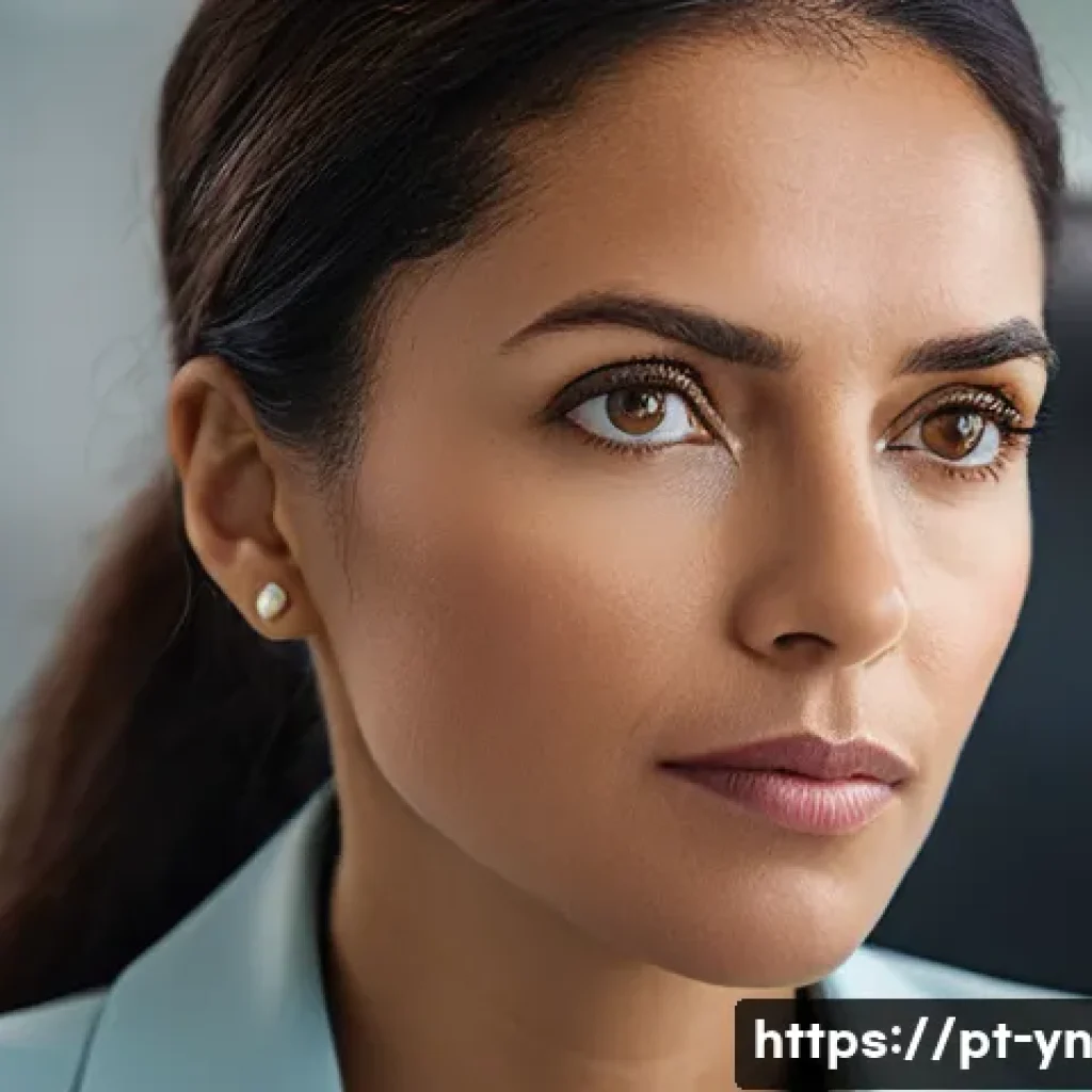 감정 인식을 위한 다양한 훈련 방법 - A close-up portrait of a professional woman in a modern Brazilian office setting, attentively observ...