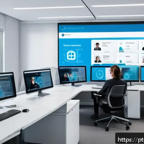 Home 30 감정 인식 대화를 위한 스크립트 작성법 - A modern customer service center featuring a diverse team of professionals engaged in digital commun...