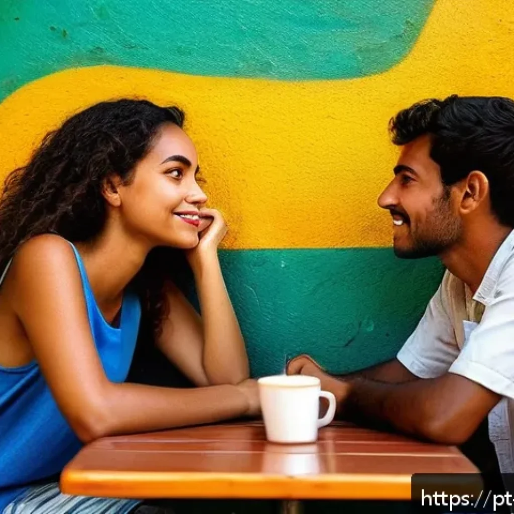 대화에서 감정 인식을 향상시키는 팁 - A warm and intimate scene depicting two Brazilian friends sitting in a cozy café in Rio de Janeiro, ...